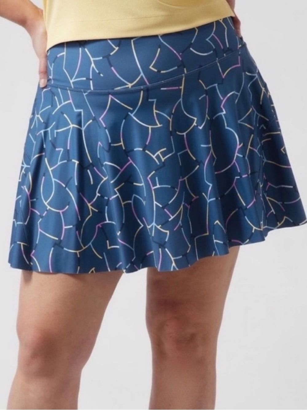 Athleta L High-Rise Tennis Skort Blue Pink Gold Geo Print